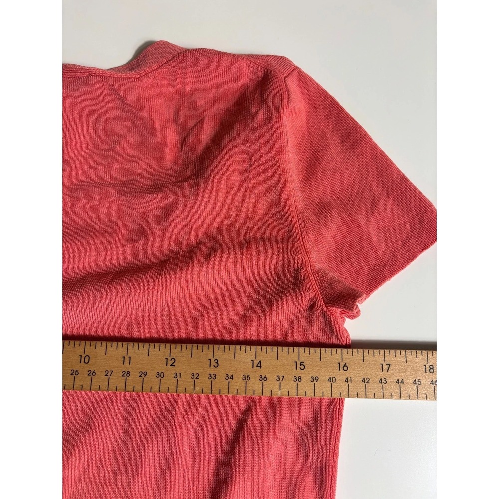 Talbots Peplum Top Womens PS Coral Slim Fitted Short Sleeve Square Neck Pullover - Picture 6 of 7